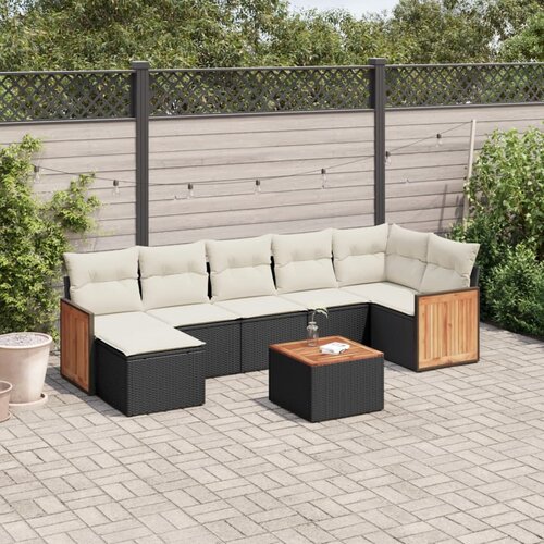  8-dijelni set vrtnih sofa od poliratana s jastucima crni Cijene