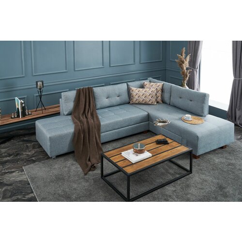manama corner sofa bed right - light blue light blue corner sofa-bed Slike