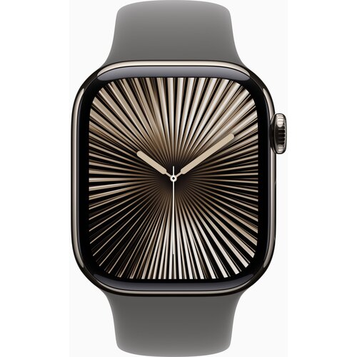 Apple Watch S10 Cellular 42mm Natural titanium case with Stone Grey sport band - M/L, (21681403) Slike