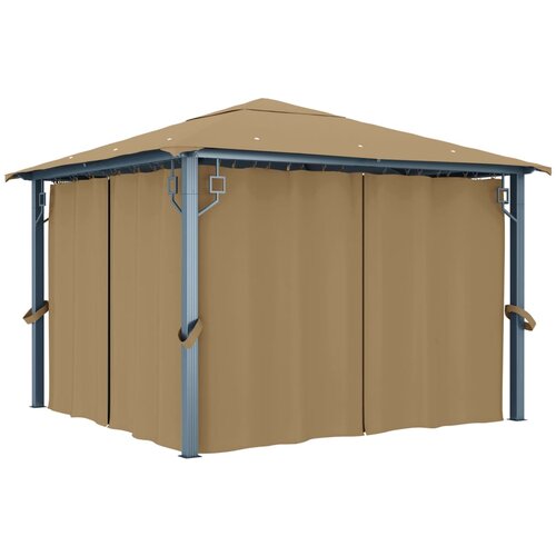  Sjenica sa zastorom 300 x 300 cm smeđe-siva aluminijska Cijene