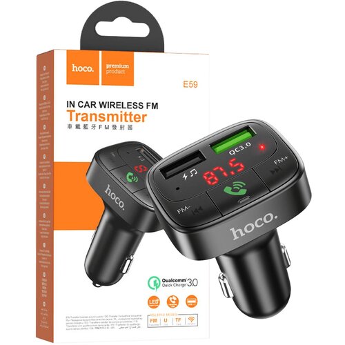 Hoco FM transmiter, punjač za auto, BT v5.0, 2 x USB - E59 Promise Cene