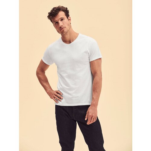 Fruit Of The Loom Biała koszulka męska Iconic V-Neck Cene