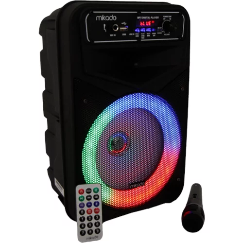 Mikado OŠTEĆENA AMBALAŽA - Bluetooth zvučnik, karaoke MD-802KP, mikrofon, crni