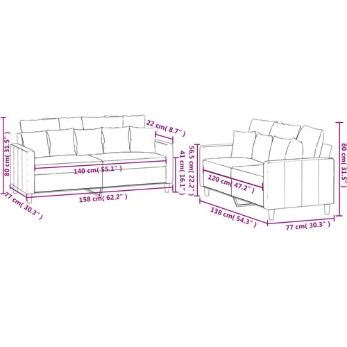  2-dijelni set sofa s jastucima crvena boja vina bar&amp;scaron;unasti Slike