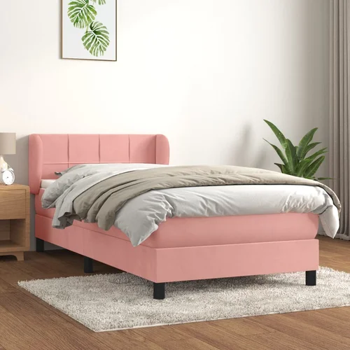 vidaXL Box spring postelja z vzmetnico roza 90x190 cm žamet