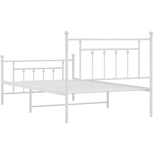  Metalni okvir kreveta uzglavlje i podnožje bijeli 107x203 cm Slike