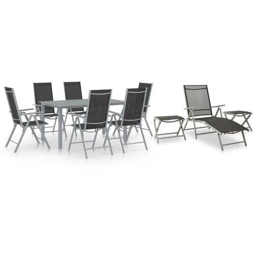 vidaXL 10-dijelni vrtni blagovaonski set crno-srebrni Cijene