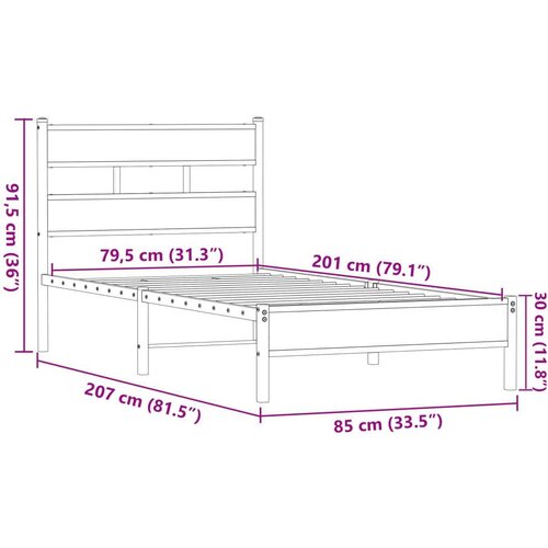  Okvir kreveta bez madraca smeđa boja hrasta 80x200 cm drveni Slike