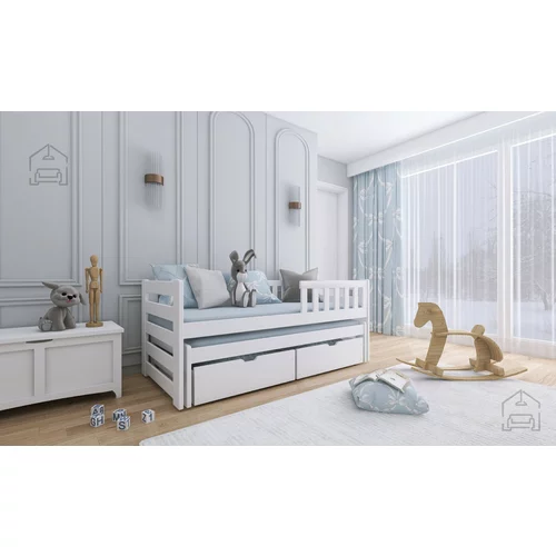 Lano Otroška postelja z dodatnim ležiščem Bolko - 80x180 cm - Bela