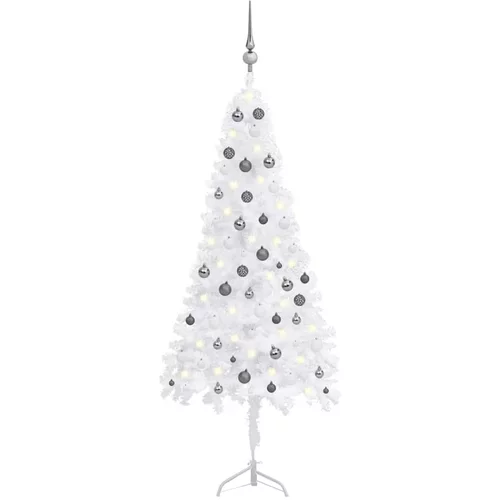 vidaXL kutno umjetno božićno drvce LED s kuglicama bijelo 180 cm PVC