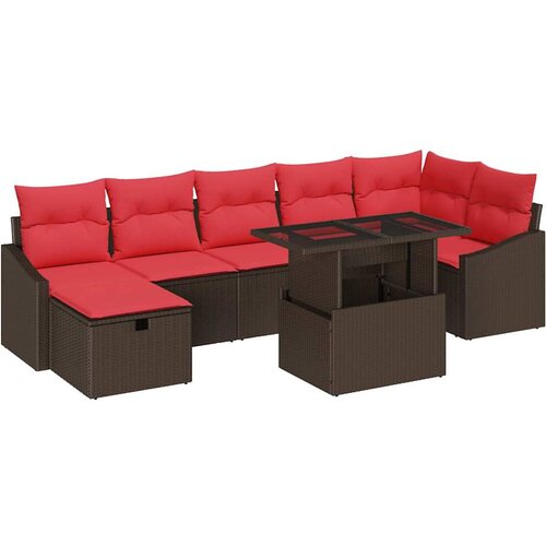 vidaXL Vrtna sedežna garnitura z blazino 8 pcs Rjava Poly ratan, (5000146015) Cene