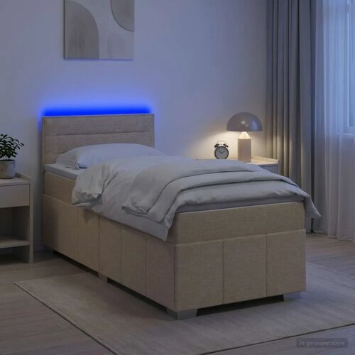  Boxspring krevet s madracem Krem 90 x 200 cm Tkanina - Krem 90 x 200 cm Dizajn linija Slike
