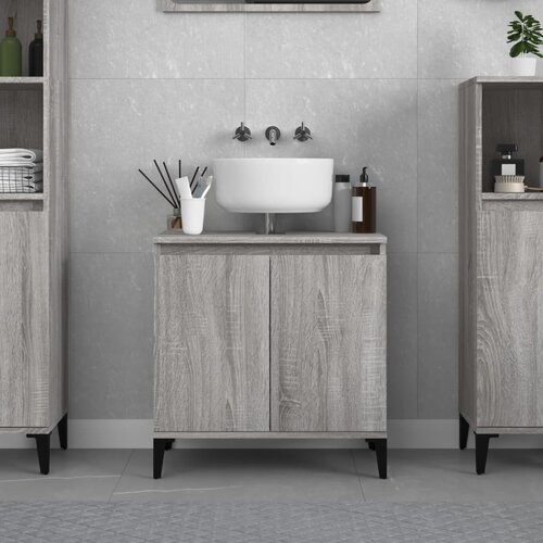 vidaXL Omarica za umivalnik siva sonoma 58x33x60 cm inženirski les Cene