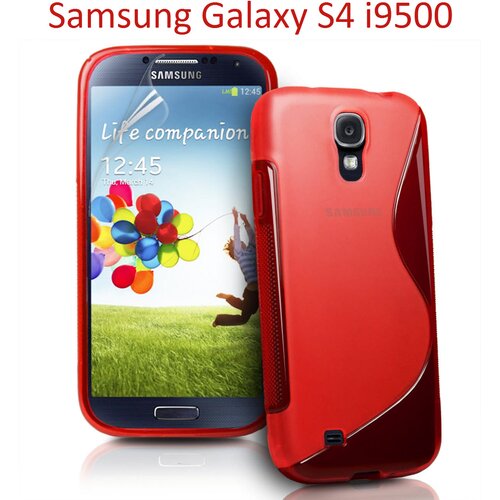  Gumijasti / gel etui S-Line za Samsung Galaxy S4 i9500 - rdeči Slike