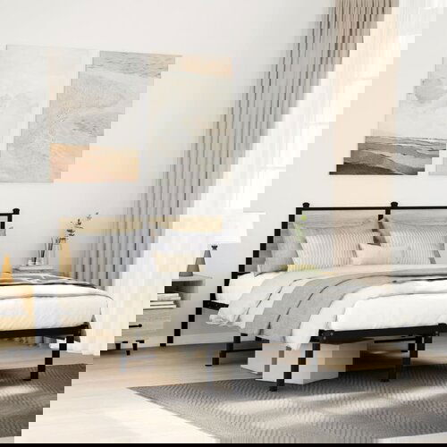 Furnova Kovinski posteljni okvir brez vzmetnice sonoma hrast 120x190 cm, (21936577) Slike