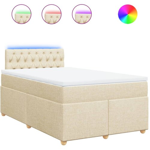 vidaXL Box spring postelja z vzmetnico krem 120x200 cm blago, (21273521) Cene