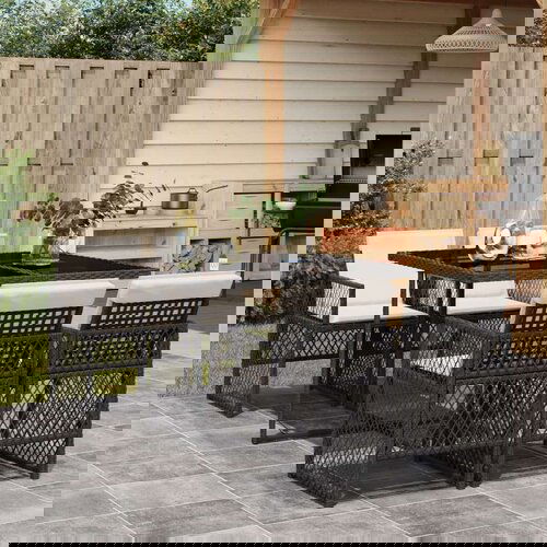  5-dijelni vrtni blagovaonski set s jastucima od poliratana crni Cijene