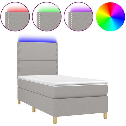 Maison Chic Box spring postelja - Vzmetna postelja z vzmetnico LED svetlo siva 90x190 cm blago SL16188, (21902605) Slike