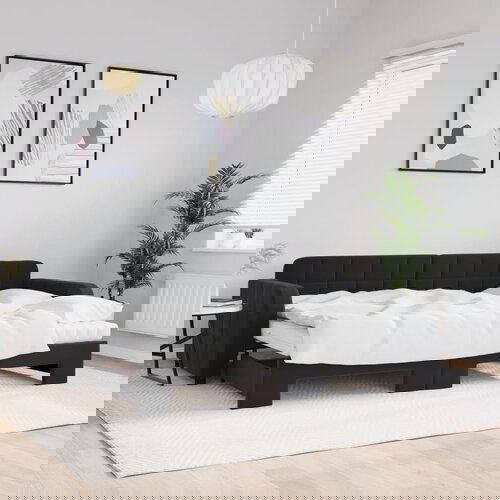  The Living Store Izvlečna dnevna postelja z vzmetnicami črna 80x200 cm žamet - Izvlečna Dnevna Postelja, (21491053) Slike