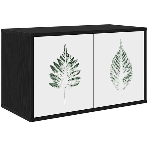 vidaXL TV ormar za montažu na zid HANAU 69 x 33 x 40 cm Crni hrast - Crni hrast Zeleni uzorak lišća Cene