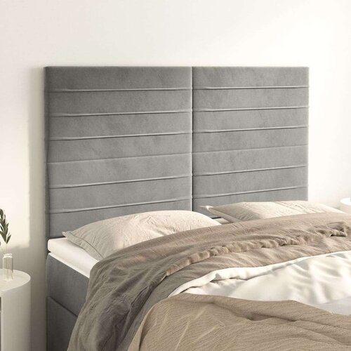  Posteljno vzglavje 4 kosa svetlo siv 72x5x78/88 cm žamet, (20793017) Slike