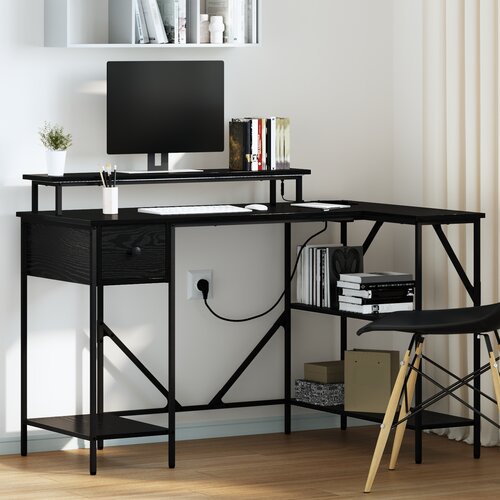 VidaXL Stol Crni hrast 120 x 79 x 86.5 cm Konstruirano drvo Slike