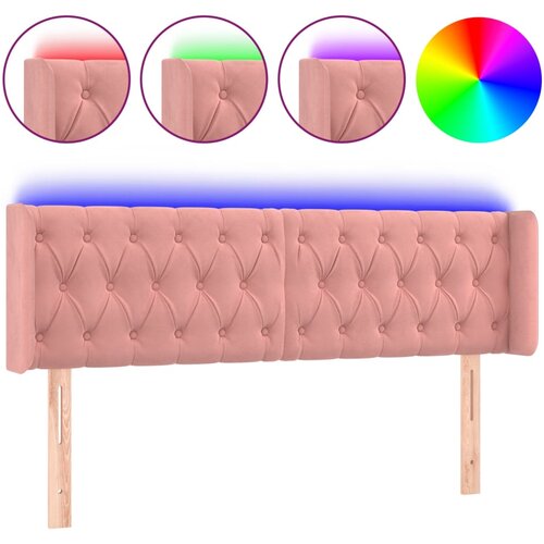 Maison Chic led posteljno vzglavje - vzglavna omarica - nočna omarica roza 147x16x78/88 cm žamet, (21707872) Slike