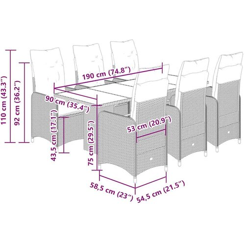 VidaXL 7-dijelni vrtni bistro set od poliratana s jastucima crni Slike