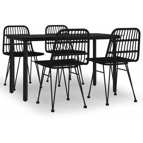  5-dijelni vrtni blagovaonski set od poliratana crni Crna Dužina stola 140 cm Slike