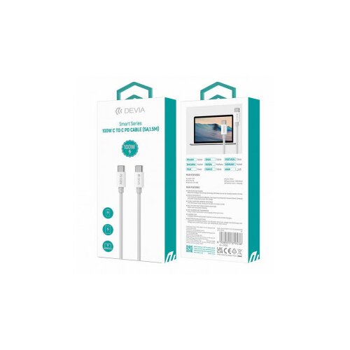 DEVIA kabl Smart Series Type-c na Type-c PD 1.5m 100w Beli Cene