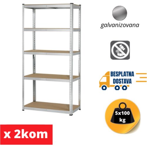 Medacom komplet DVE police 180x90x45cm, 5x100kg galva Slike