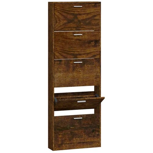 Maison Chic Omarica za obutev - Kopa za čevlje dimljeni hrast 59x17x169 cm inženirski les, (21777462) Slike