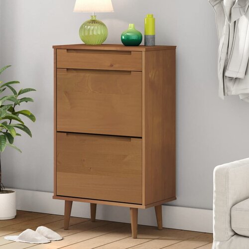 Furnova Omara za čevlje MOLDE rjava 59,5x35x103 cm trdna borovina, (21954487) Slike