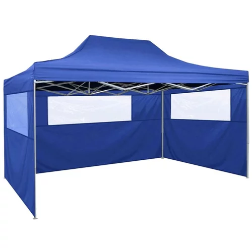  zložljiv šotor s 3 stenami 3x4,5 m modre barve