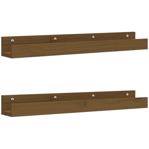  Zidne police 2 kom boja meda 80x12x9 cm od masivne borovine Slike