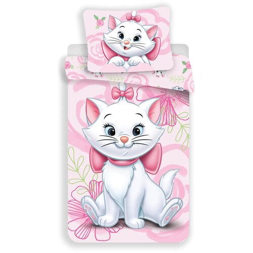 Jerry Fabrics Rožnata enojna bombažna otroška posteljnina 140x200 cm Marie Cat "Pink" – Cene