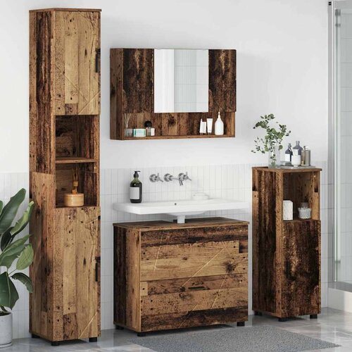 vidaXL Set namještaja za kupaonicu 4 pcs Staro drvo 30 x 35 x 192 cm Cene