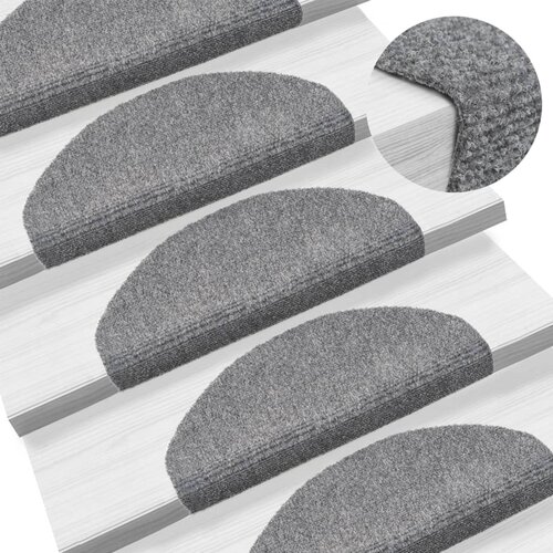 VidaXL Samolepilne preproge za stopnice 5 kosov svetlo sive 65x21x4cm Slike