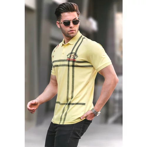Madmext Yellow Patterned Polo Collar Men's T-Shirt 5872