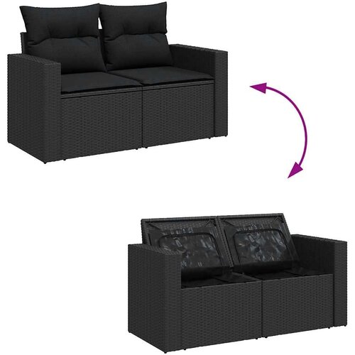 VidaXL 9-dijelni set vrtnih sofa s jastucima crni od poliratana Slike