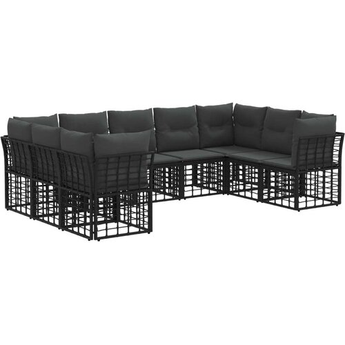 Set vanjskih sofa Crna i tamno siva Poliester - Crna i tamno siva bez stola Cene