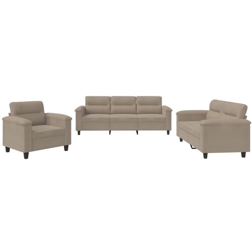 vidaXL 3-dijelni set sofa s jastucima smeđesivi od mikrovlakana Cijene