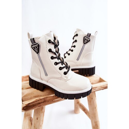 Kesi Lacquered warm boots with zipper white Marcella Slike