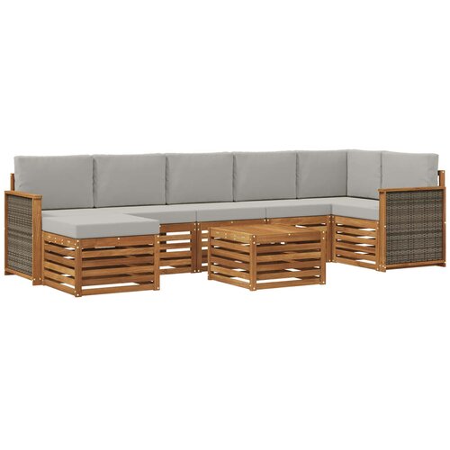 vidaXL Zunanja garnitura za sedenje 7 pcs Naravna in svetlo siva, (5000281457) Cene