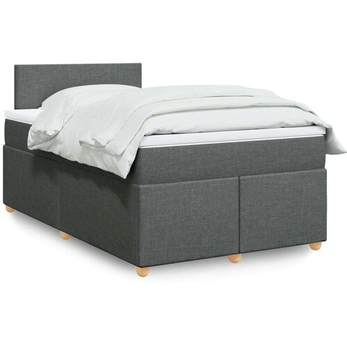 VidaXL Krevet s oprugama i madracem tamnosivi 120 x 200 cm od tkanine Slike