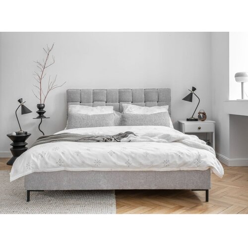 Miuform Svetlo siva oblazinjena zakonska postelja z letvenim dnom 180x200 cm Eve &amp;ndash; Slike