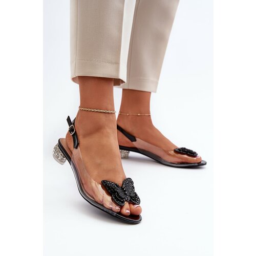 Kesi Transparent low-heeled sandals with butterfly black D&A Cene