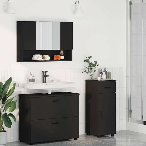 VidaXL set namje&amp;scaron;taja za kupaonicu zidne 3 pcs crna 76.5 x 35 x 64 cm Slike