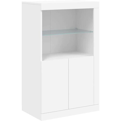  Komoda s LED svjetlima bijela 162 x 37 x 100 cm Slike