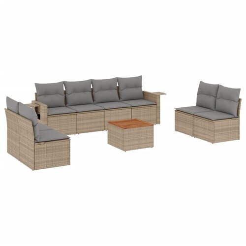  9-dijelni set vrtnih sofa s jastucima od poliratana Slike